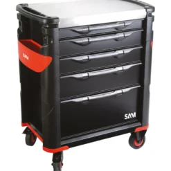 Servante 41 - 5 Tiroirs - Noire - Plateau Inox Sam Outillage - 415Hk
