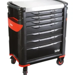Servante 41 - 7 Tiroirs - Noire - Plateau Inox Sam Outillage - 417Hk