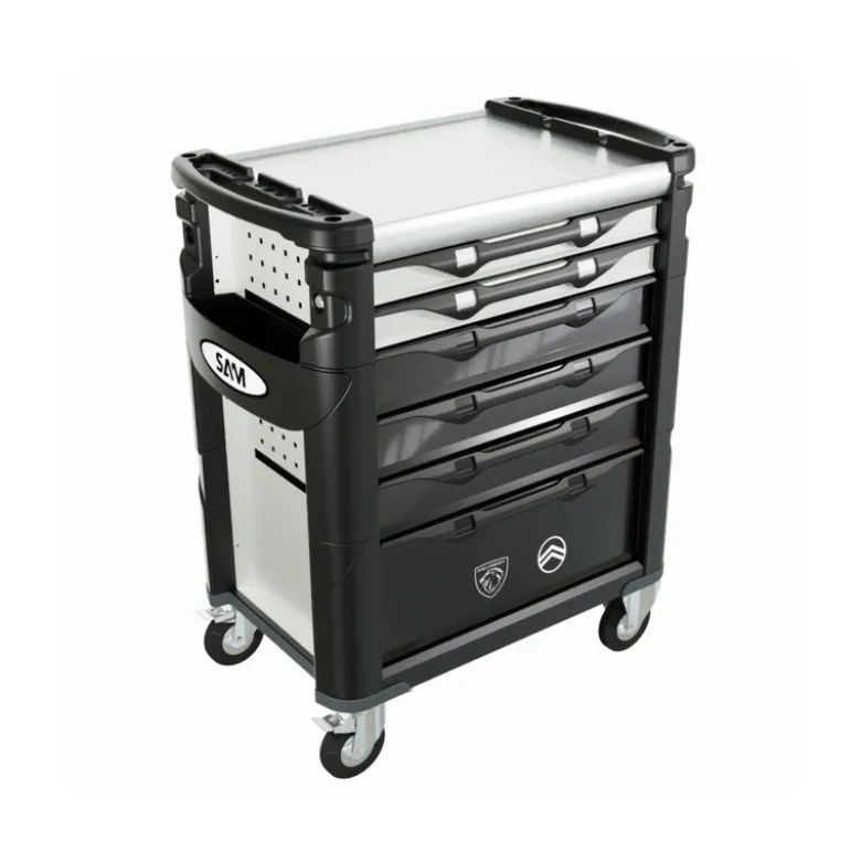 Servante 41 - 6 tiroirs - plateau inox - blanche -STEllantis SAM - 416hw