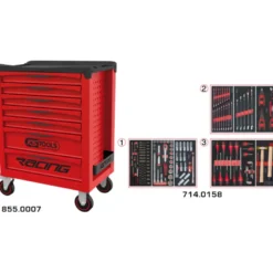 Servante 7 Tiroirs RACING EDITION + Composition 158 outils KS TOOLS 855.7158