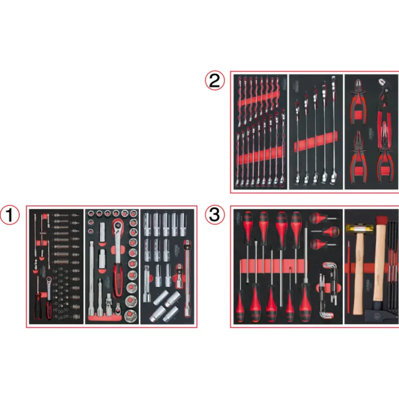 Servante 7 Tiroirs RACING EDITION + Composition 158 outils KS TOOLS 855.7158