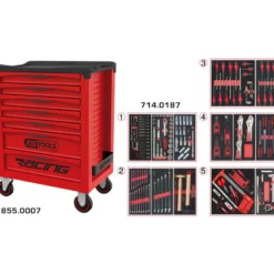 Servante 7 Tiroirs RACING EDITION + Composition 187 outils KS TOOLS 855.7186