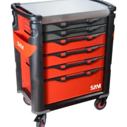 Servante 41 - 6 tiroirs - rouge - plateau inox - 380 outils SAM - 416-380MM