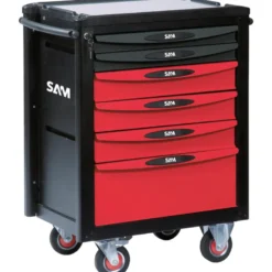 Servante 40 - 6 Tiroirs - Rouge - Plateau Aluminium Sam Outillage - Servi-640