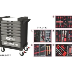 Servante 7 Tiroirs ULTIMATE + Composition 187 outils KS TOOLS