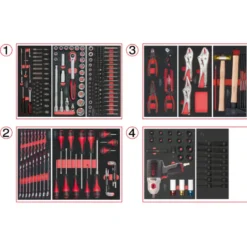 Servante ULTIMATE XL noire, 7 tiroirs équipée de 263 outils Ks Tools 825.7263