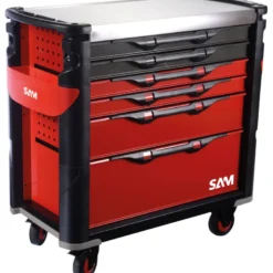 Servante 41 Xl - 6 Tiroirs - Plateau Inox - Passage De Voie SAM Outillage - 416-AXL-PV