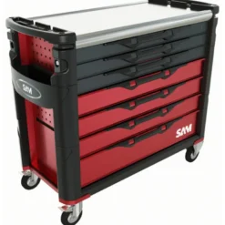Servante 41 - Xl - 7 Tiroirs - Rouge - Plateau Inox Sam Outillage - 417-Axl
