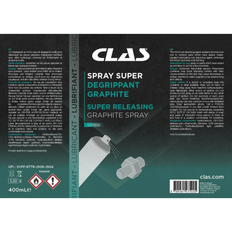 Spray super degrippant graphite 400ml CLAS CO 1026