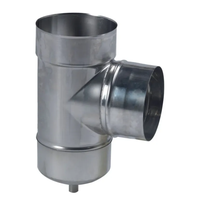 Té avec purge simple paroi aluminium pour gaz intérieur Ø125 à 200mm - SOVELOR