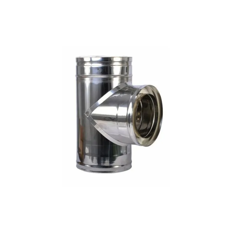 Té avec tampon simple paroi inox 304 pour fuel intérieur Ø125 à 300mm - SOVELOR