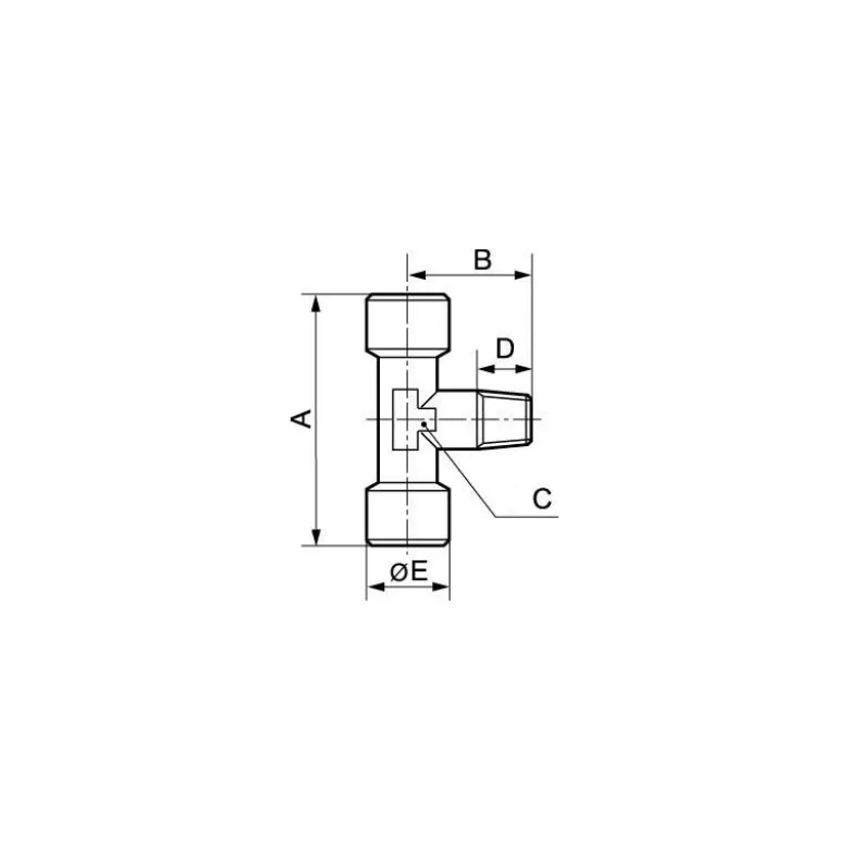 Té égal femelle cylindrique / mâle conique au centre - A12 Prevost