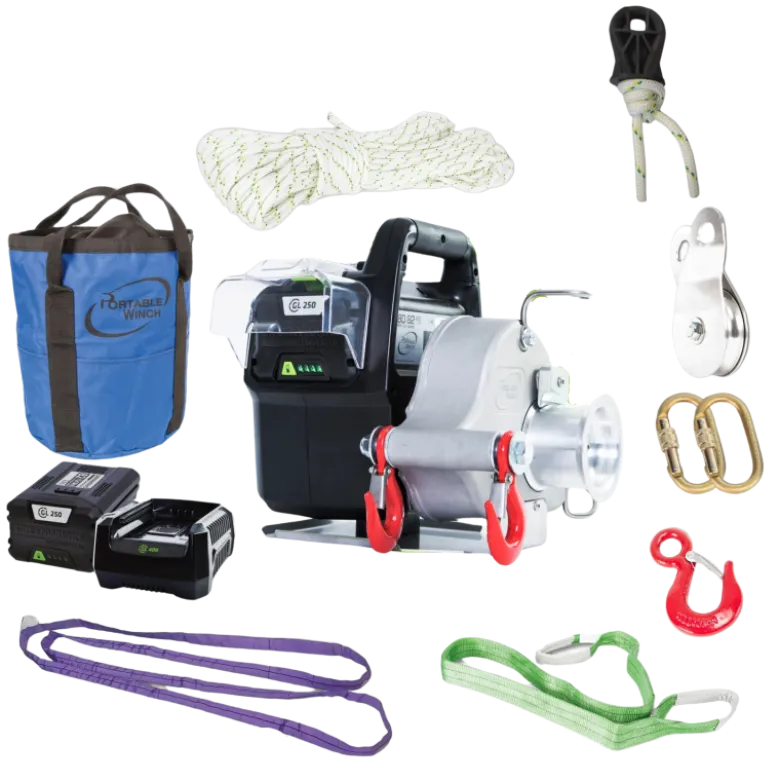 Treuil de tirage à batterie 80/82V force 1000 KG avec 11 accessoires - Portable Winch - PCW3000-LI-AW