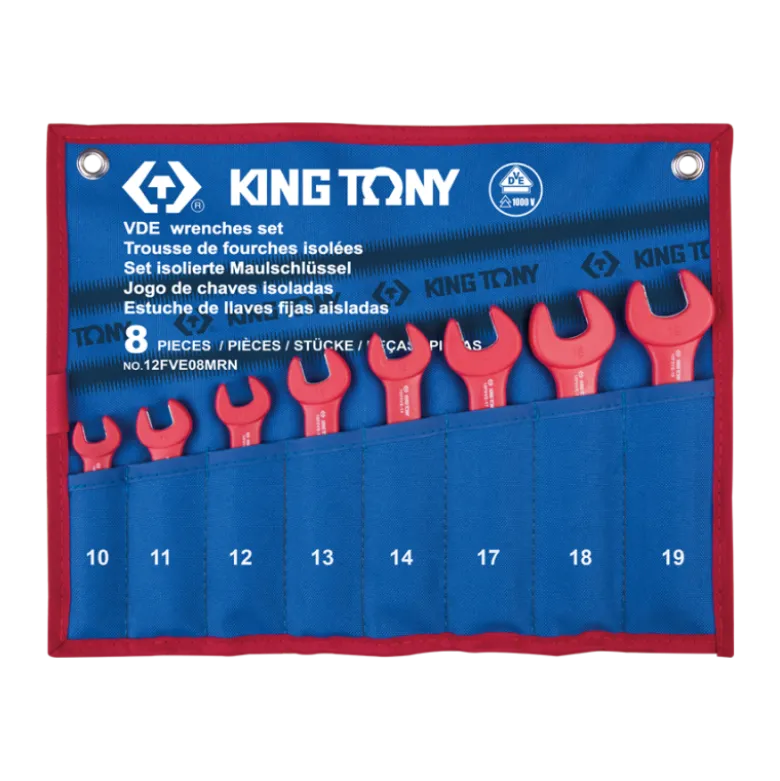 Trousse De 8 Clés Fourches Isolées (10.11.12.13.14.17.18.19) King Tony - 12FVE08MRN