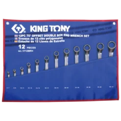 Trousse Tissus De12 Clés Polygonales Contrecoudées 75° Métriques King Tony - 1712MRN