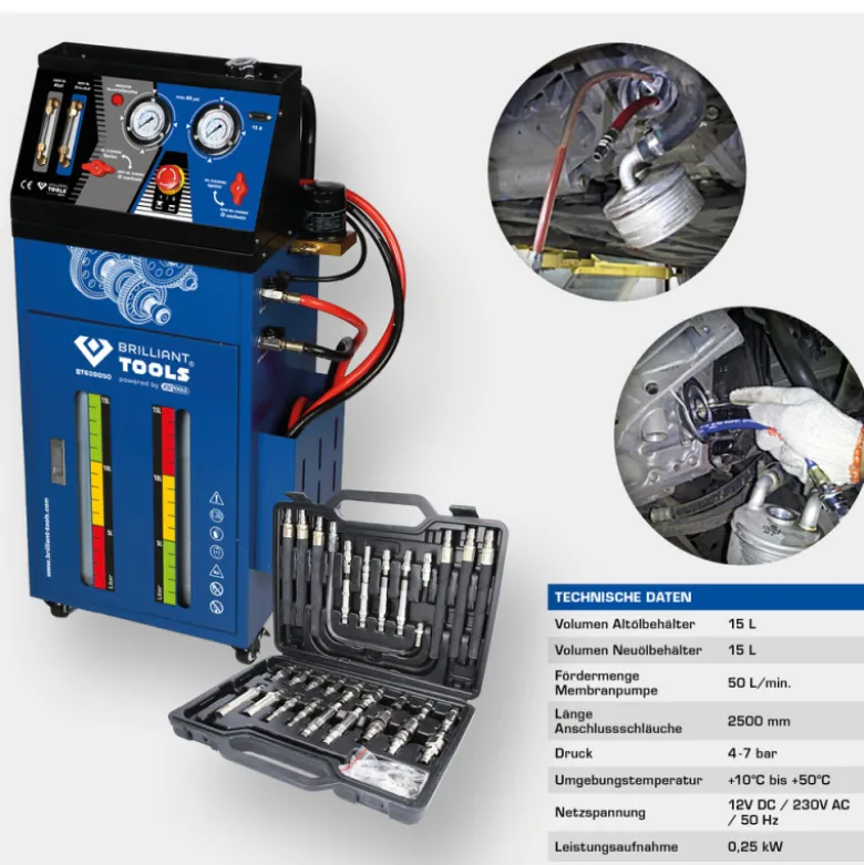 Unité de vidange et de remplissage pour boîte de vitesse automatique avec jeu d’adaptateurs 35pcs BRILLIANT TOOLS - BT626050